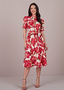 Vestido Paula Evasê Estampado Tatá Martello