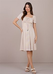 Vestido Fátima Evasê Malha Amarelo Tatá Martello