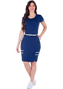 Vestido Heloine Justo Malha Azul Hapuk