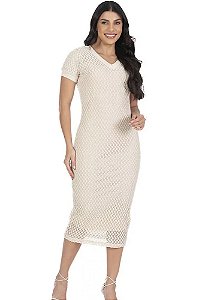 Vestido Heloisa Tricô Bege Hapuk