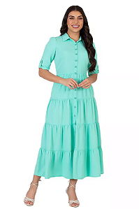 Vestido Alice Jeans Collor Verde Água Hapuk
