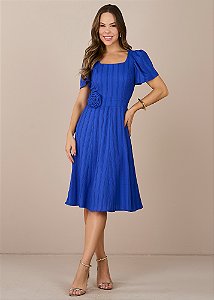 Vestido Lia Evasê Azul Tatá Martello