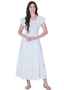 Vestido Sara Malha Canelada Off-White Hapuk