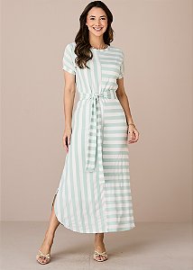 Vestido Eva Malha Listrado Verde Tatá Martello