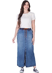 Saia Luara Longa Jeans Claro Hapuk