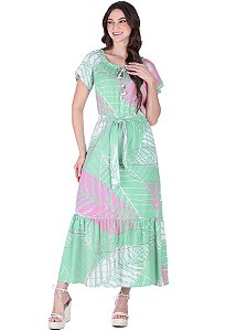 Vestido Raquel Estampado Verde Hapuk