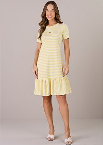 Vestido Isa Malha Listrado Amarelo Tatá Martello