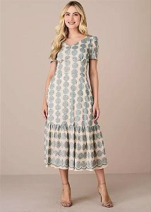 Vestido Marcela Evasê Midi Verde Tatá Martello