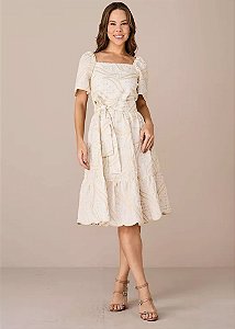Vestido Isis Evasê Off-White Tatá Martello