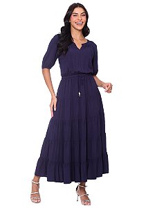 Vestido Angelina Evasê Azul Hapuk