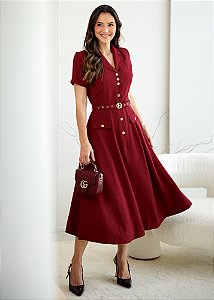 Vestido Anastasia Evasê Marsala Tatá Martello