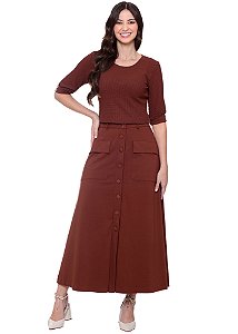 Saia Angelina com Bolsos Marrom Hapuk
