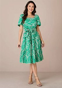 Vestido isis Evasê Verde Tatá Martello