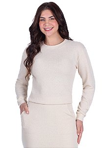 Blusa Maura Manga Longa Bege Hapuk