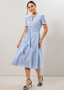 Vestido Evasê Laise Azul Laura Rosa