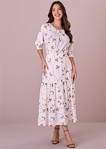 Vestido Dayane Evasê Bordado Off-White Tatá Martello