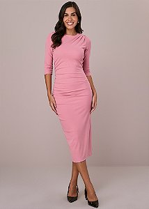 Vestido Janaina Justo Midi Rosa Tatá Martello