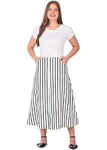 Saia Jordana Midi Listrada Off-White Hapuk