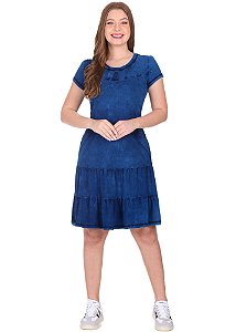 Vestido Vanderleia Malha Jeans Azul Hapuk