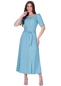 Vestido Renata Evasê Azul Hapuk