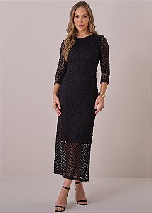 Vestido Mary Renda Justo Preto Tatá Martello