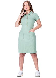 Vestido Natielli Malha Canelada Verde Hapuk