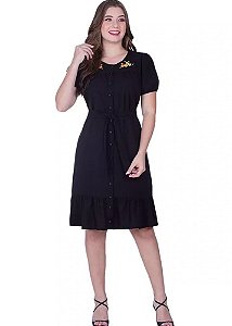 Vestido Ednéia com Bordado Preto Hapuk