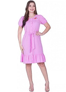 Vestido Ednéia com Bordado Rosa Hapuk
