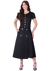 Saia Pérola Midi Preta Hapuk