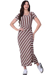 Vestido Elis Listrado Caramelo Hapuk