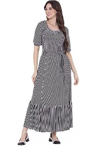 Vestido Gelsomina Listrado Preto Hapuk