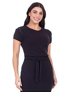 Blusa Jasmine com Bordado Preta Hapuk