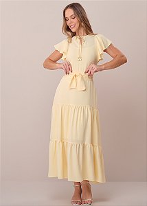 Vestido Sara Evasê Amarelo Tatá Martello