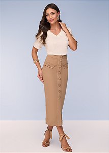 Saia Lápis Sarja Collor Marrom Titanium