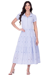 Vestido Sophia Midi com Laise Azul Hapuk