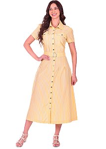 Vestido Lia Midi Evasê Amarelo Hapuk