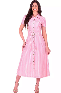 Vestido Lia Midi Evasê Rosa Hapuk