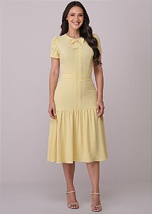Vestido Samira com Babado Amarelo Tatá Martello