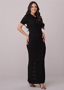 Vestido Verônica Longo Tricô Preto Tatá Martello