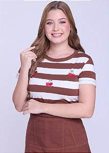 Blusa Milla Listrada Marrom Hapuk