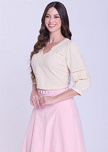 Blusa Larissa Tecido Texturizado Bege Médio Hapuk