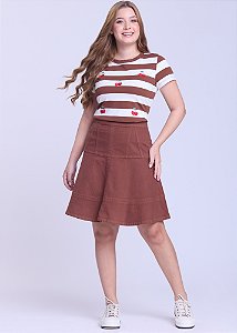Saia Valentina Jeans Color Marrom Hapuk