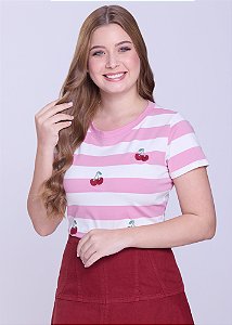 Blusa Milla Listrada Rosa Hapuk