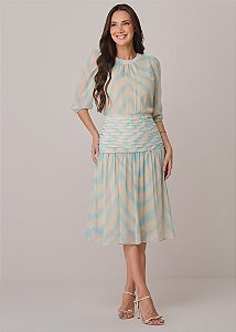 Vestido Lia Midi Estampado Azul Tatá Martello