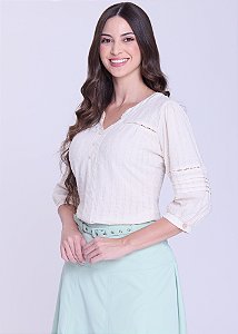 Blusa Larissa Tecido Texturizado Bege Hapuk