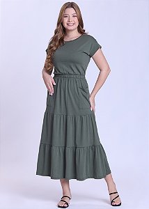 Vestido Emily Malha Evasê Verde Hapuk