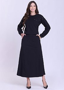 Saia Tânia Evasê Preta Hapuk