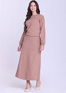 Saia Tânia Evasê Bege Hapuk