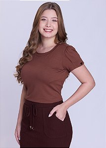 Blusa Cleide Malha Marrom Hapuk