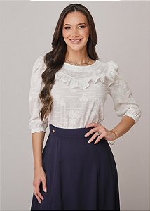 Blusa Fiorella Off-White Tatá Martello